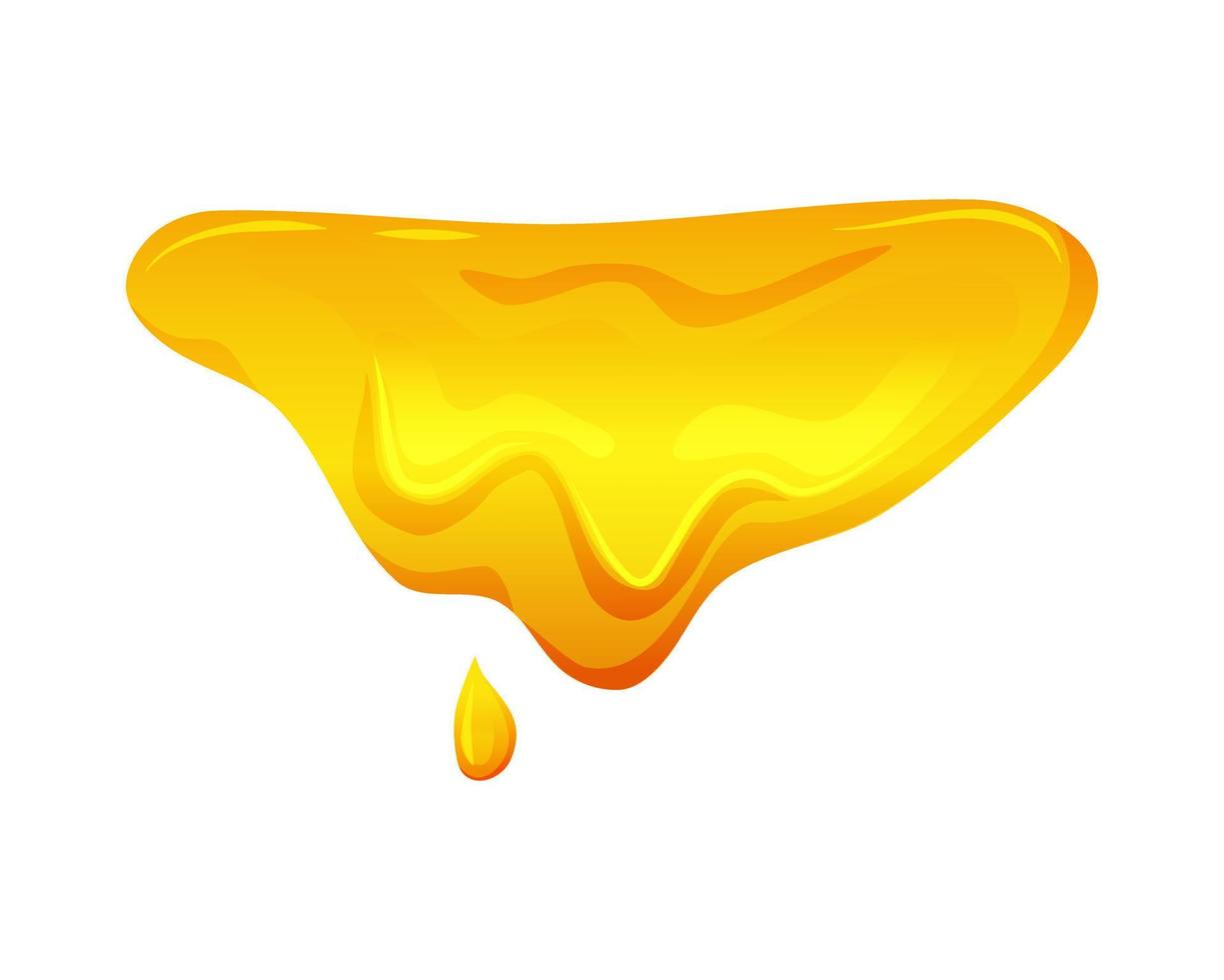 Flowing yellow viscous liquid. Lemon jelly or honey drops. Vector illustration on a white isolated background.