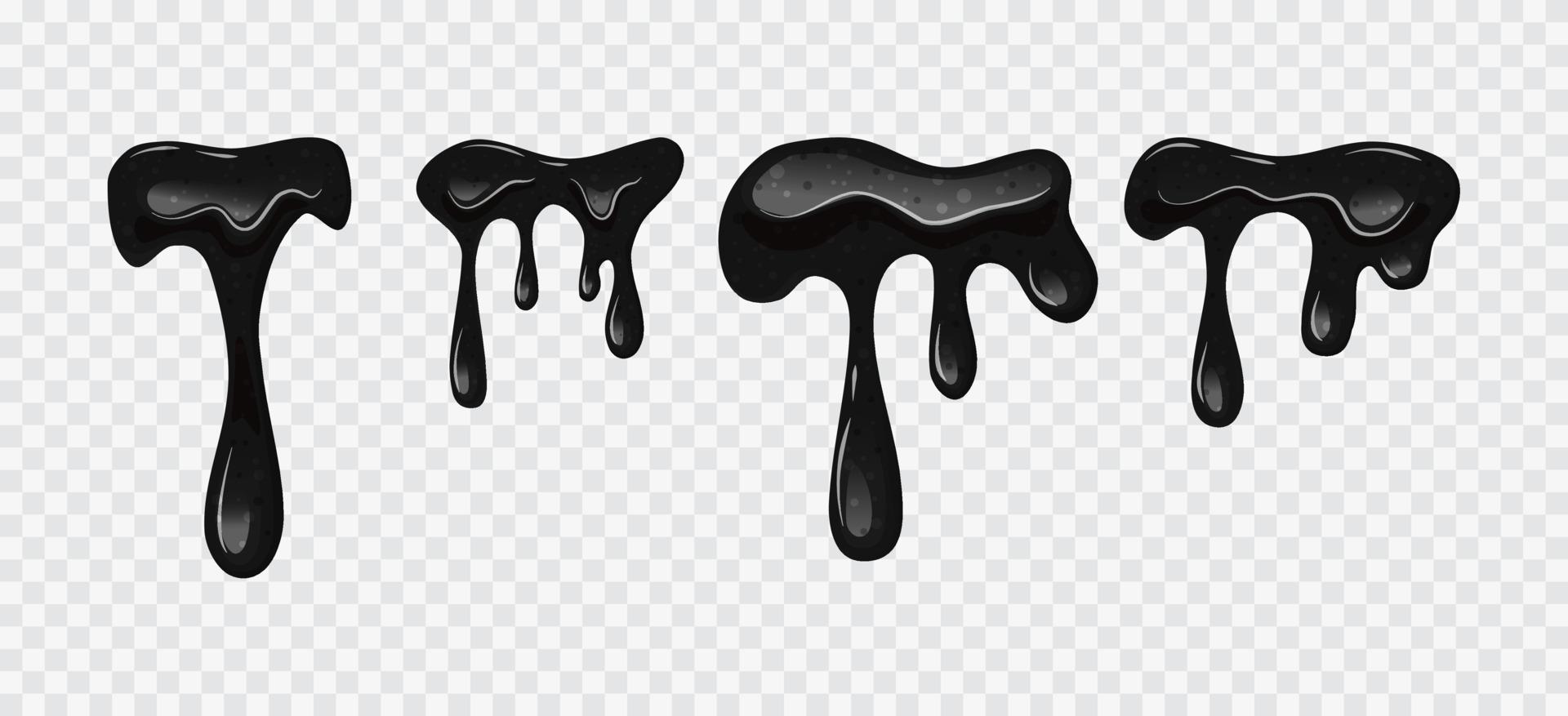 Black flowing slime set on background. Viscous liquid, oil. Vector cartoon  illustration. Vector illustration 10639668 Vector Art at Vecteezy