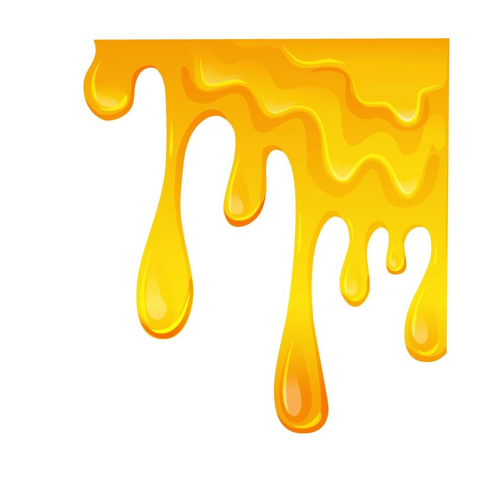 líquido viscoso amarillo que fluye. gelatina de limón o gotas de miel. ilustración vectorial sobre un fondo blanco aislado. vector