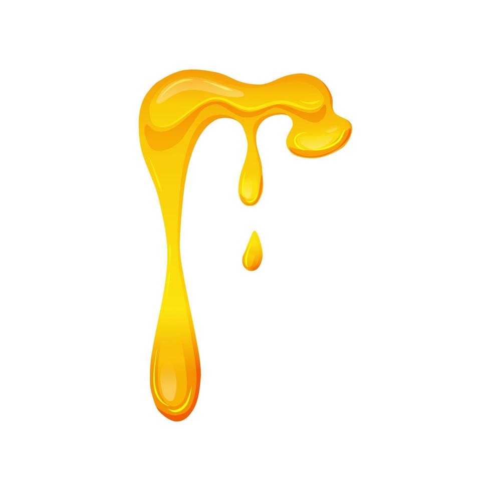 Flowing yellow viscous liquid. Lemon jelly or honey drops. Vector illustration on a white isolated background.