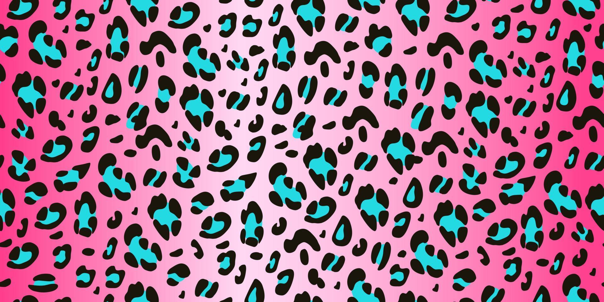 Leopard pink seamless pattern. Animalistic hand-drawn background. Vector illustration.