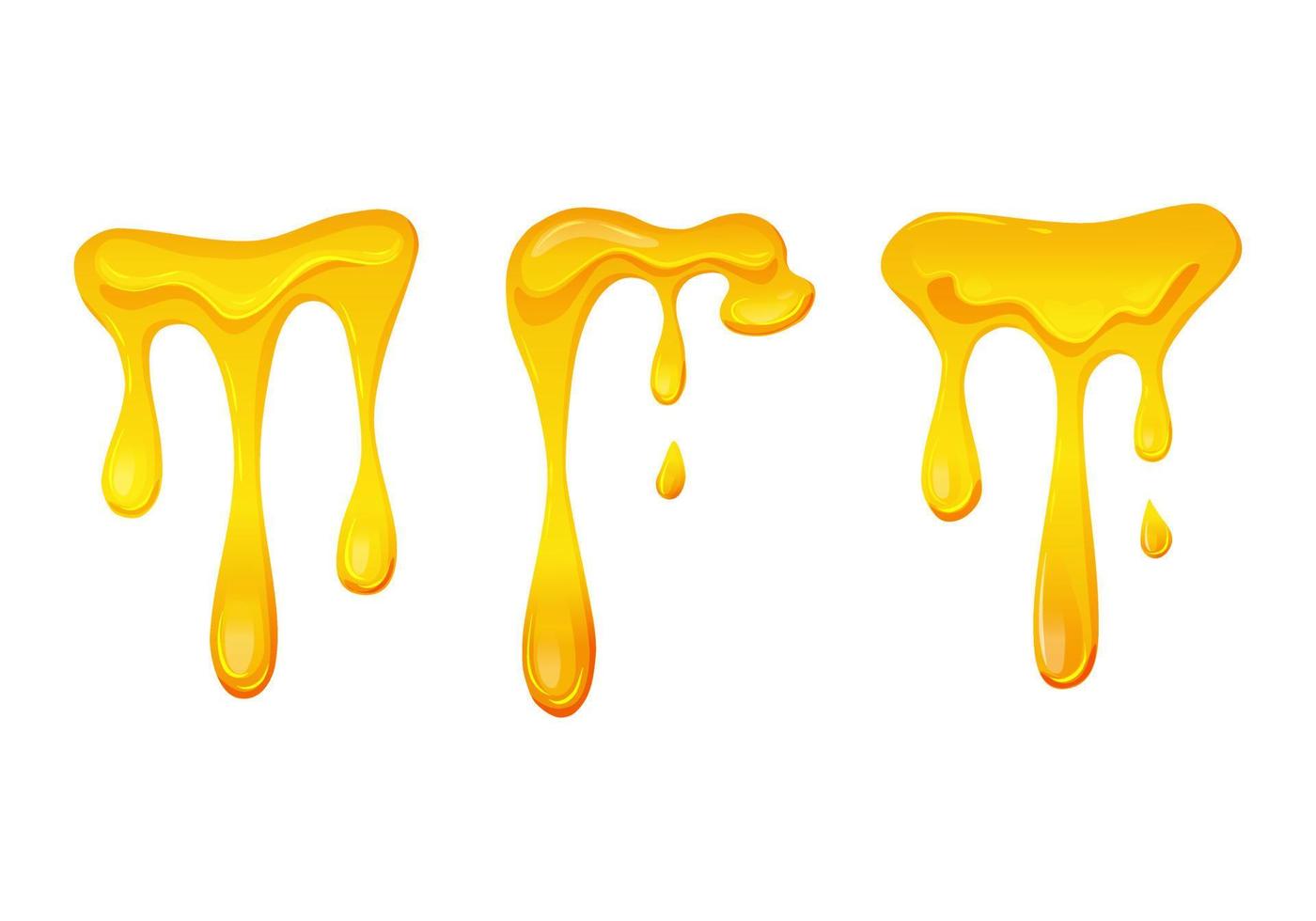 Flowing yellow viscous liquid. Lemon jelly or honey drops. Vector illustration on a white isolated background.