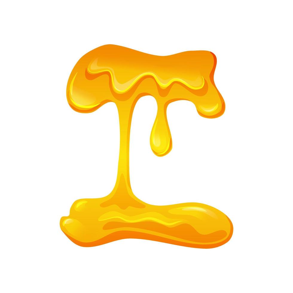 Flowing yellow viscous liquid. Lemon jelly or honey drops. Vector illustration on a white isolated background.