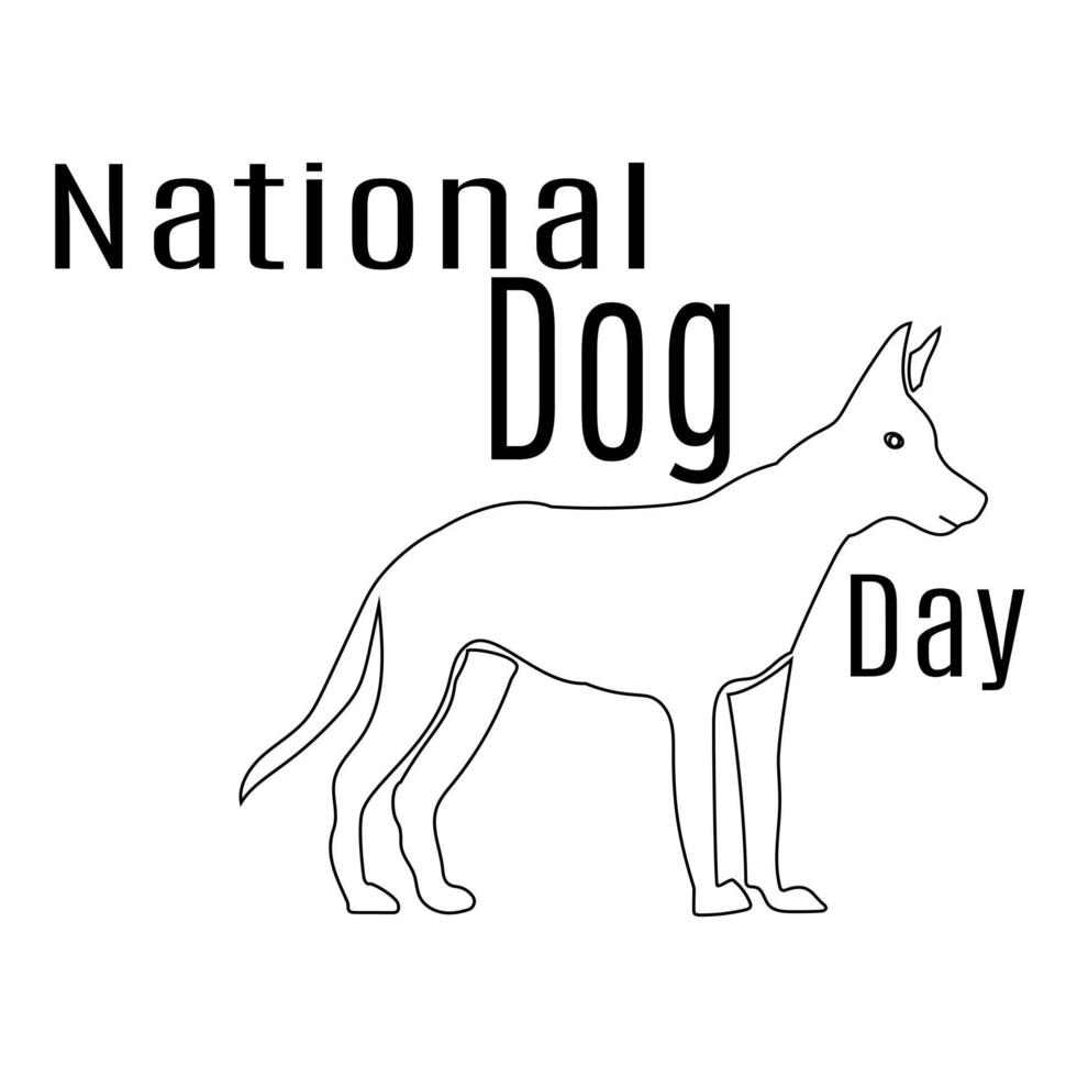 National Dog Day, contour silhouette of a dog for a thematic opening or banner vector