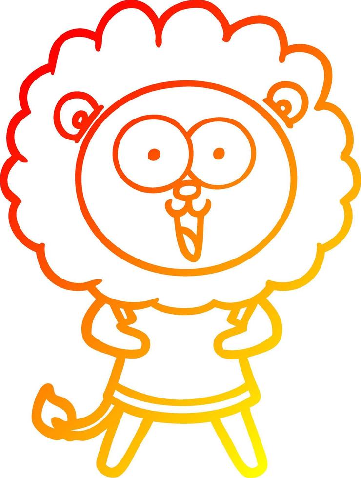 warm gradient line drawing happy cartoon lion vector