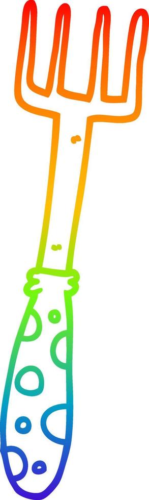 rainbow gradient line drawing cartoon fork vector