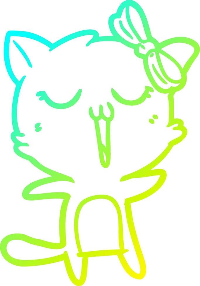 cold gradient line drawing cartoon cat vector