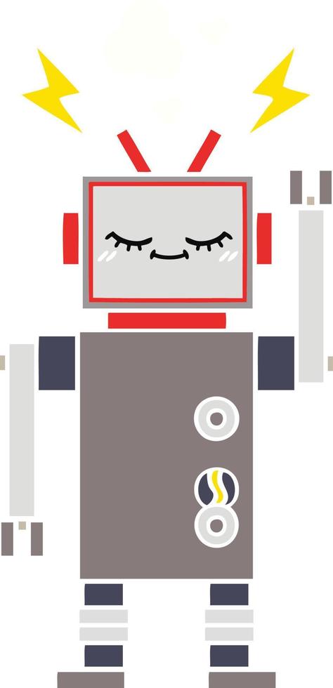 robot de baile de dibujos animados retro de color plano vector