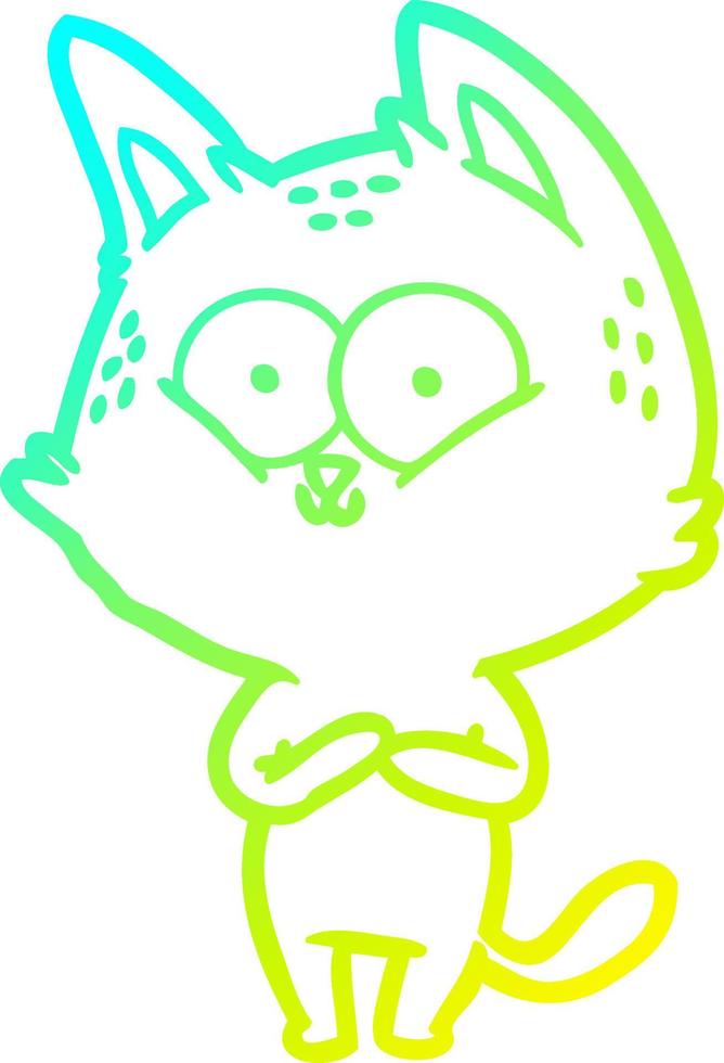 cold gradient line drawing cartoon cat vector