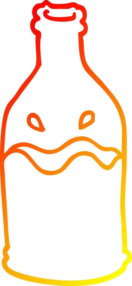 warm gradient line drawing cartoon milk bottle vector