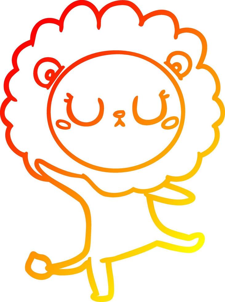 warm gradient line drawing cartoon lion dancing vector