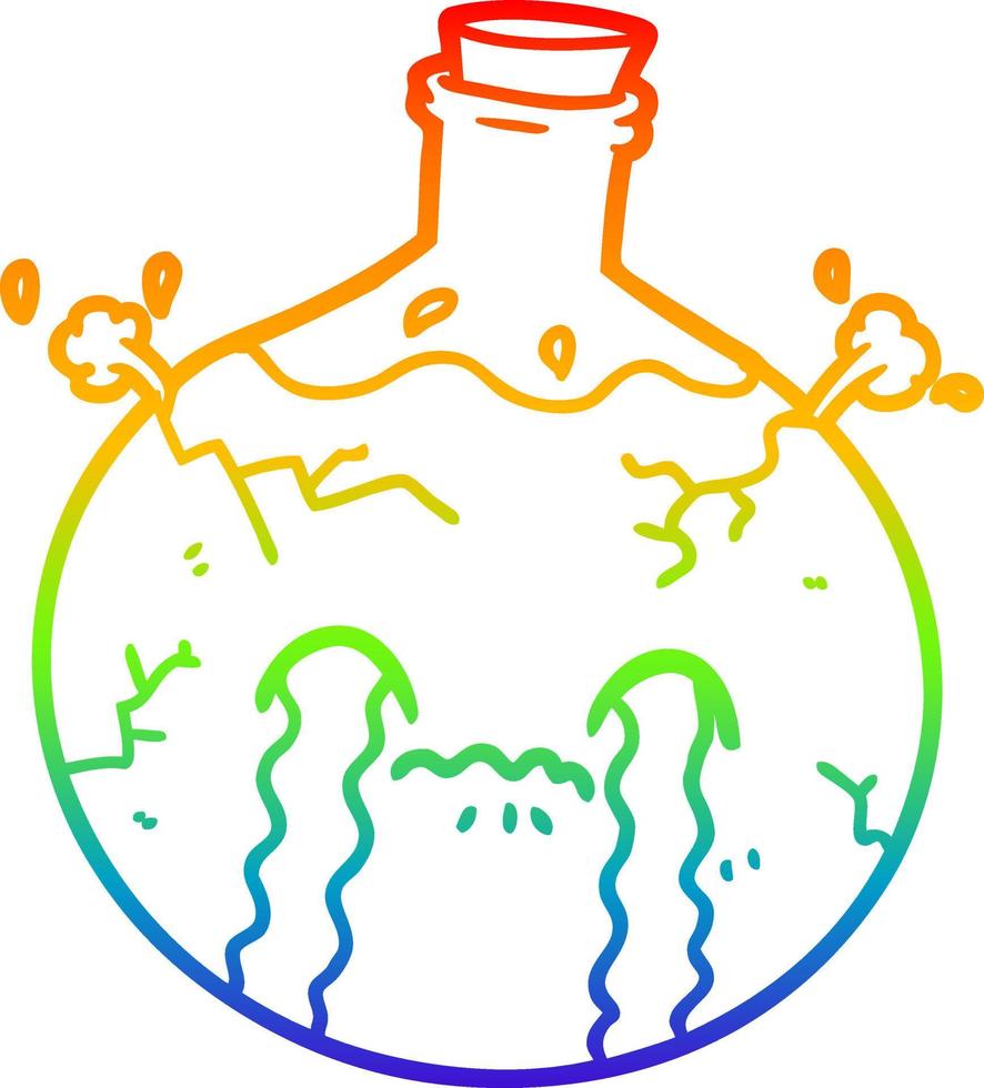 rainbow gradient line drawing cartoon cracking potion vector