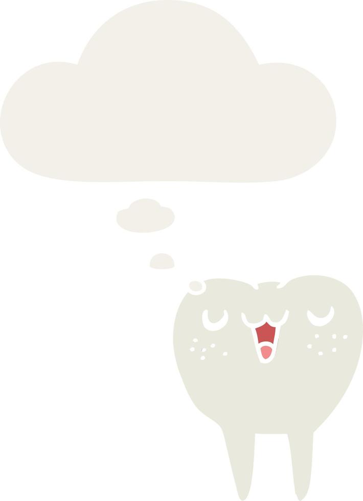 cartoon tooth and thought bubble in retro style vector