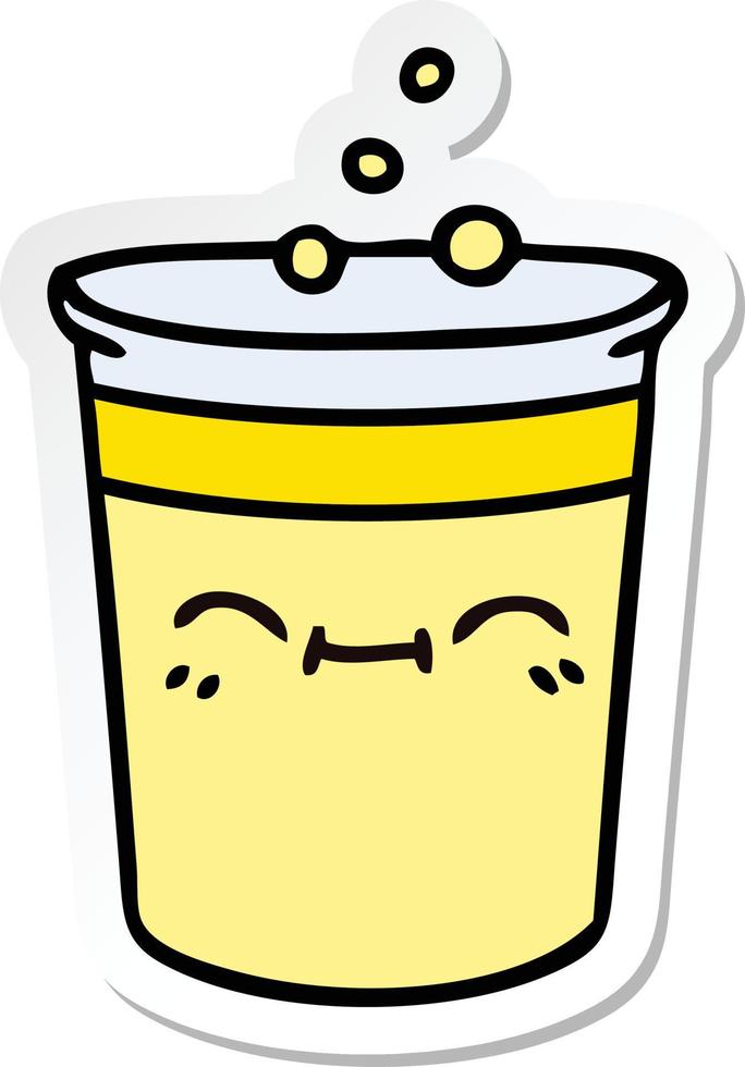 sticker of a quirky hand drawn cartoon cup of lemonade vector