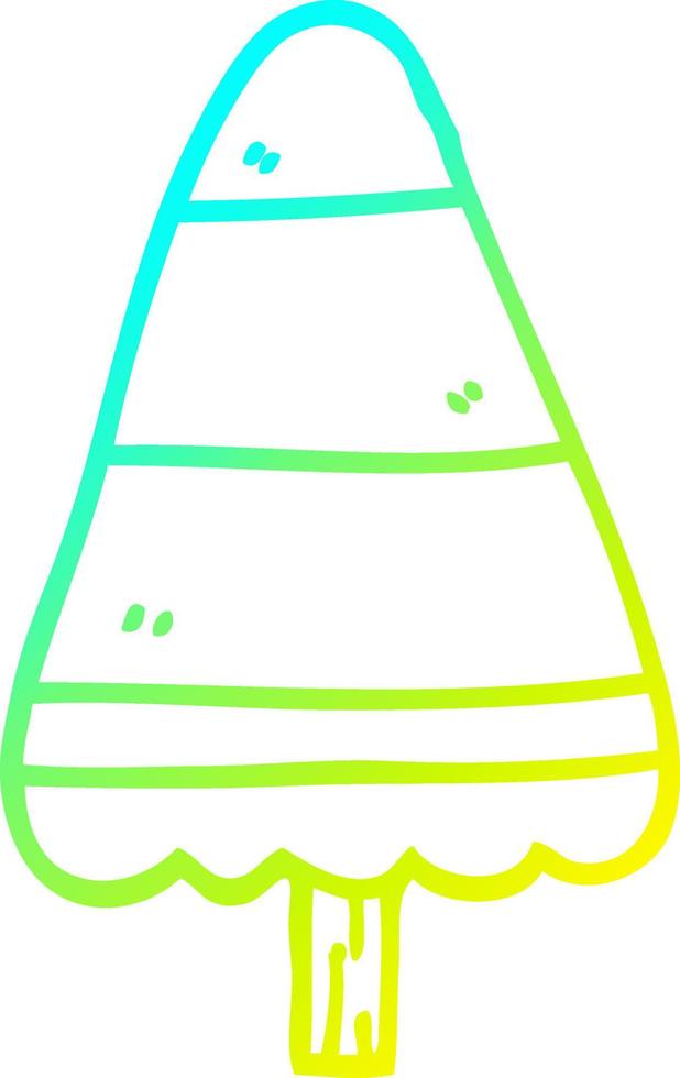 cold gradient line drawing cartoon christmas tree vector