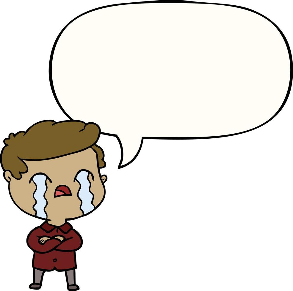 cartoon man crying and speech bubble vector