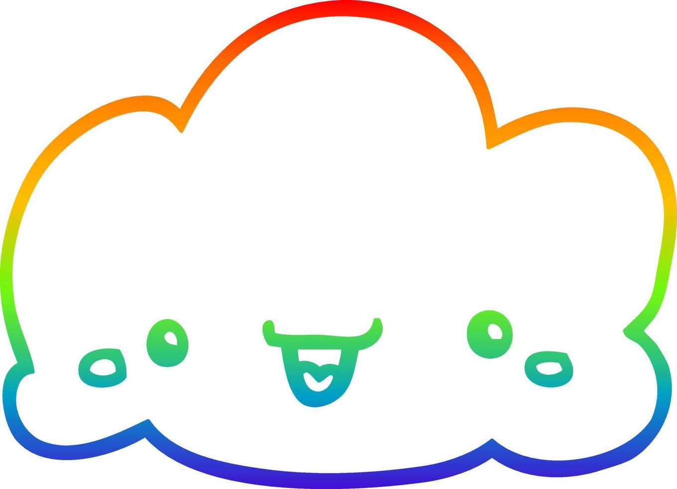 rainbow gradient line drawing cartoon cloud vector