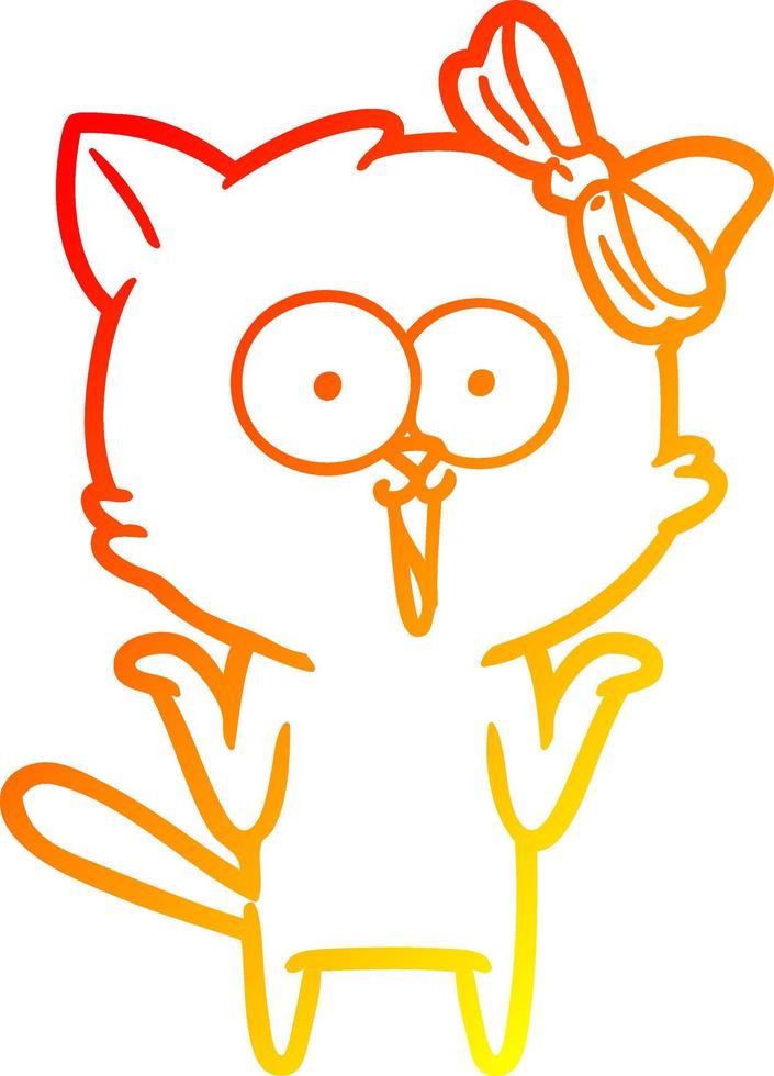 warm gradient line drawing cartoon cat vector