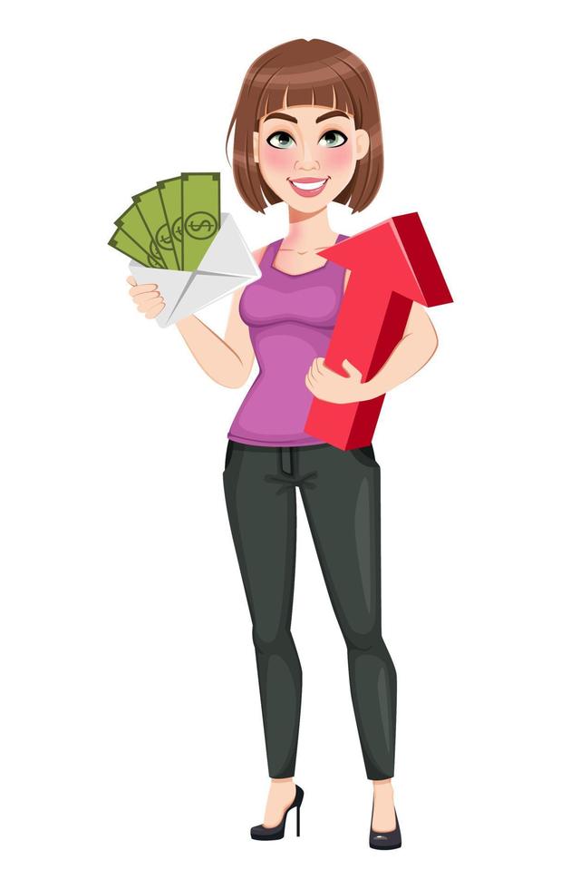 Cute cartoon businesswoman in casual clothes vector