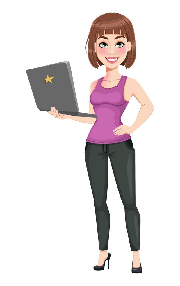 Cute cartoon businesswoman in casual clothes vector