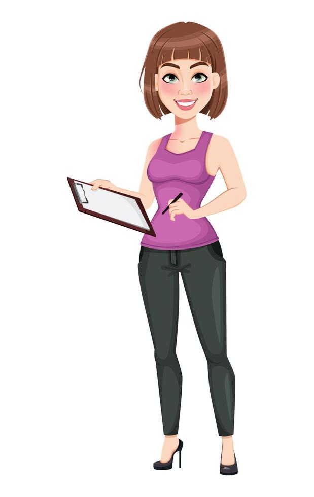 Cute cartoon businesswoman in casual clothes vector