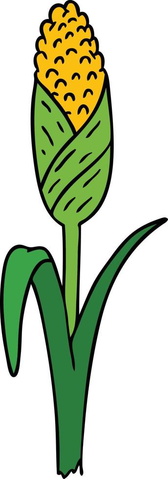 cartoon doodle of fresh corn on the cob vector