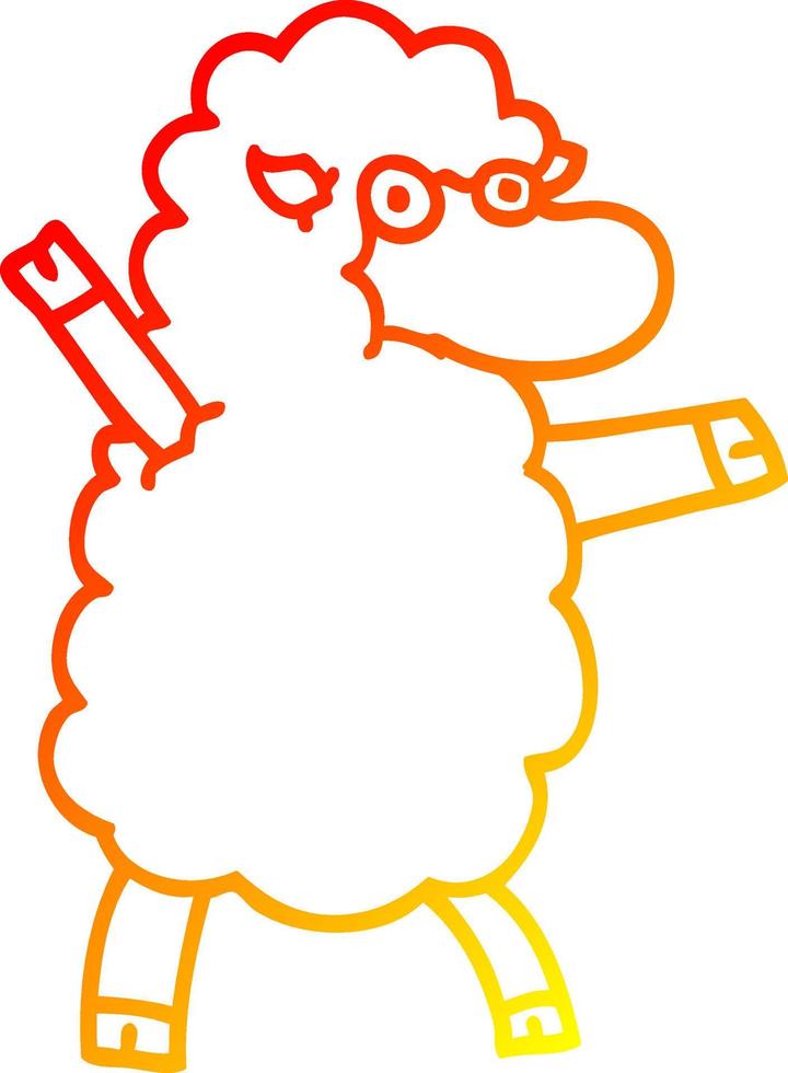 warm gradient line drawing cartoon black sheep vector