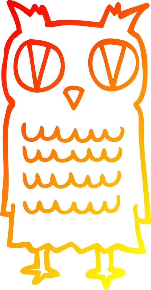 warm gradient line drawing cartoon owl vector