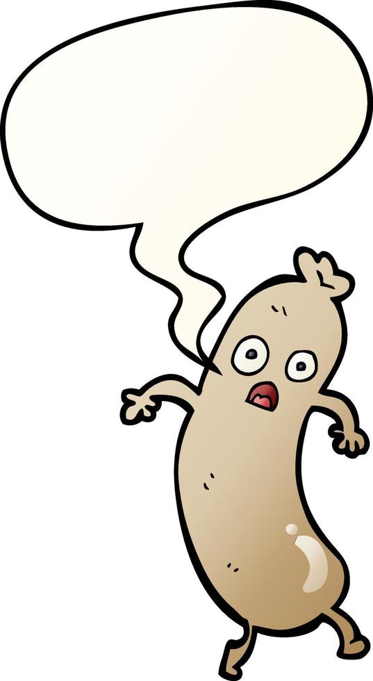 cartoon sausage and speech bubble in smooth gradient style vector
