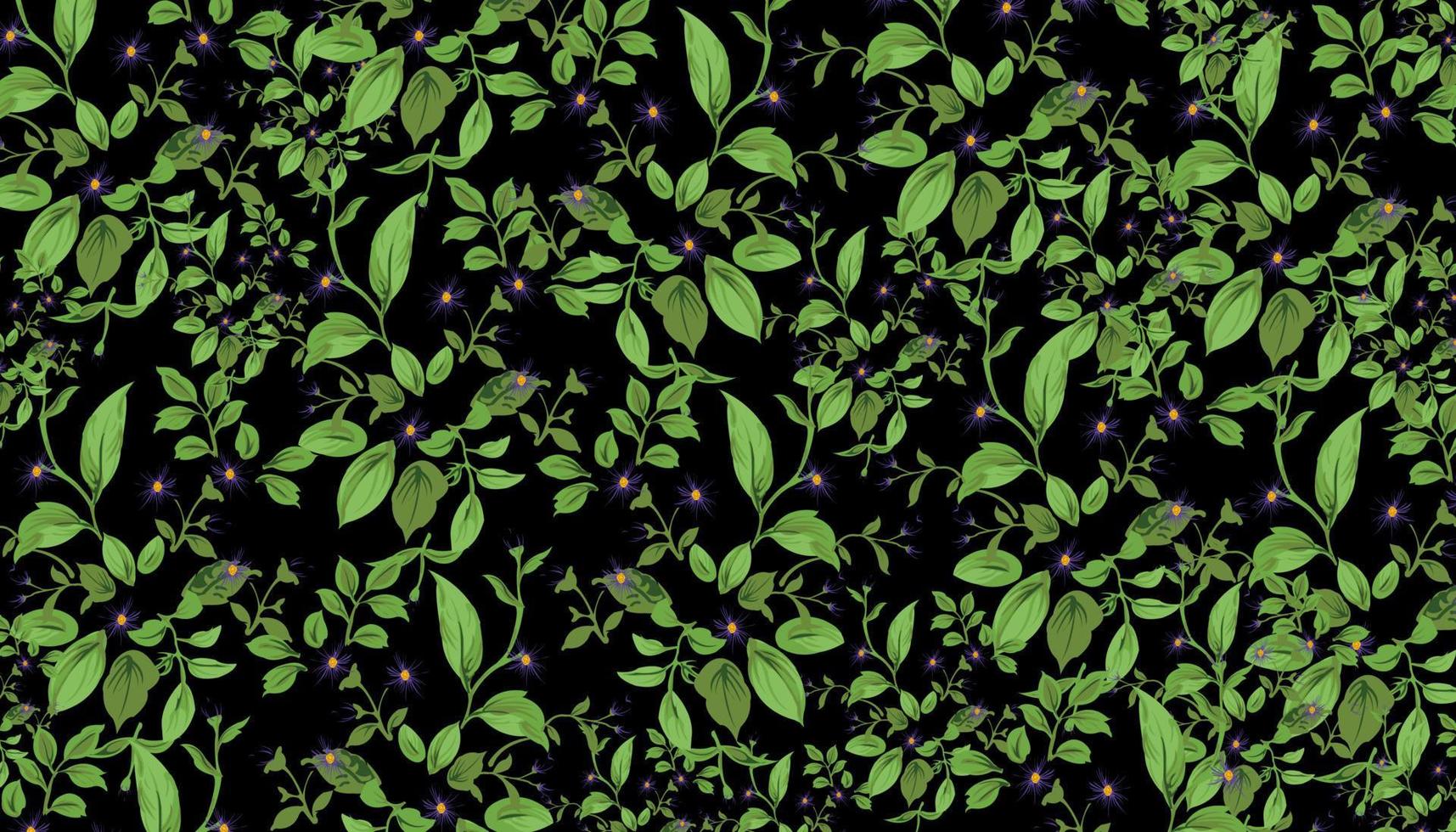 Flower seamless pattern with abstract floral branches with leaves, blossom flowers and berries. vector