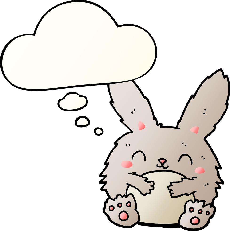 cute cartoon rabbit and thought bubble in smooth gradient style vector