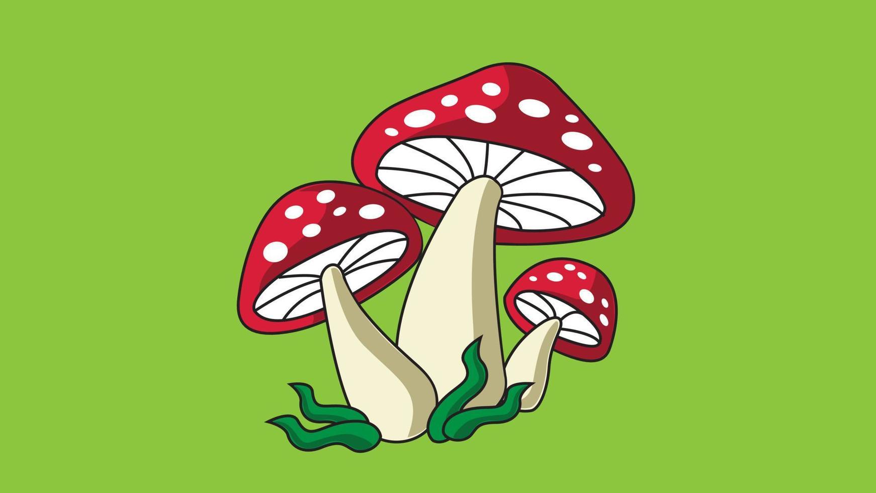 Three mushrooms flat icon vector illustration