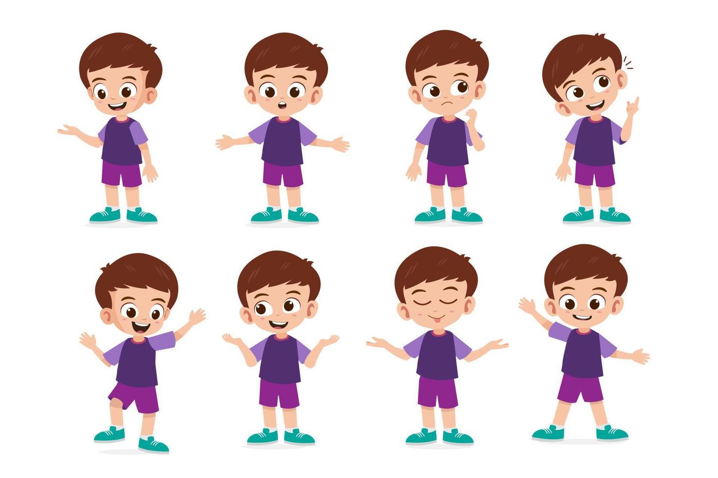 Set of boy character cartoon vector illustration