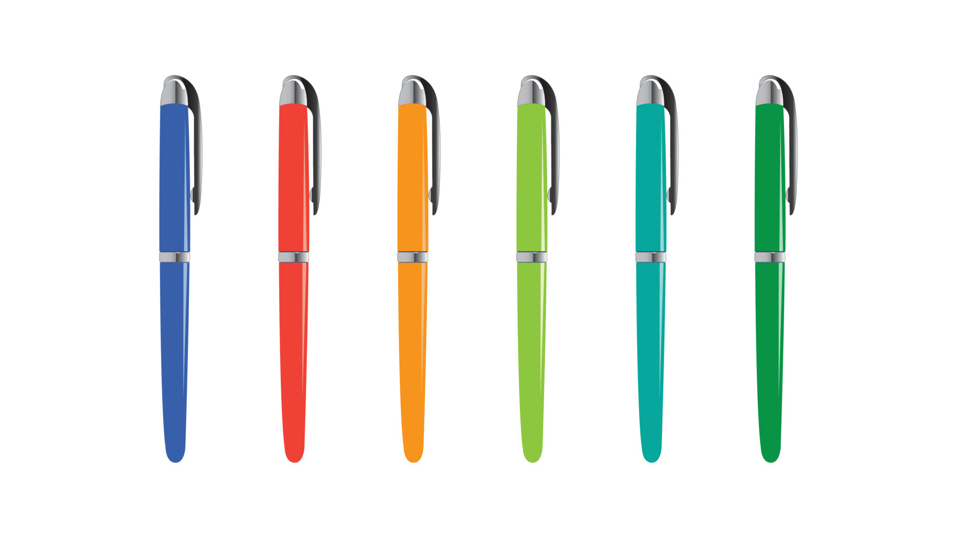 Set of six ballpoint pens vector illustration 10640499 Vector Art at