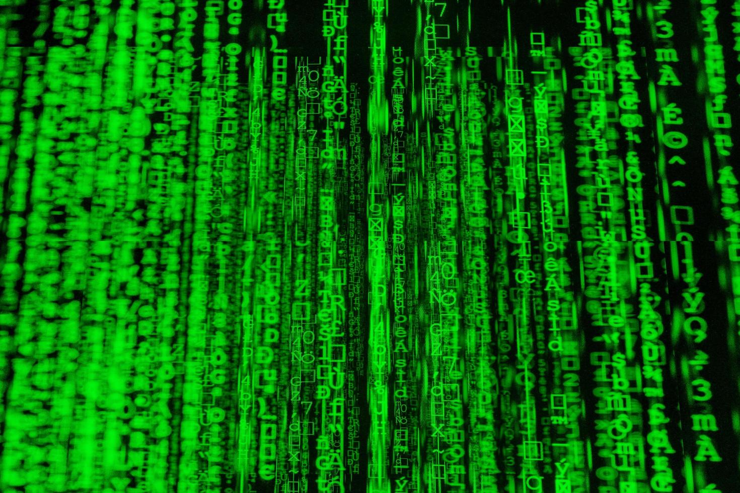 Abstract Futuristic green matrix Binary digital data background 3D rendering photo