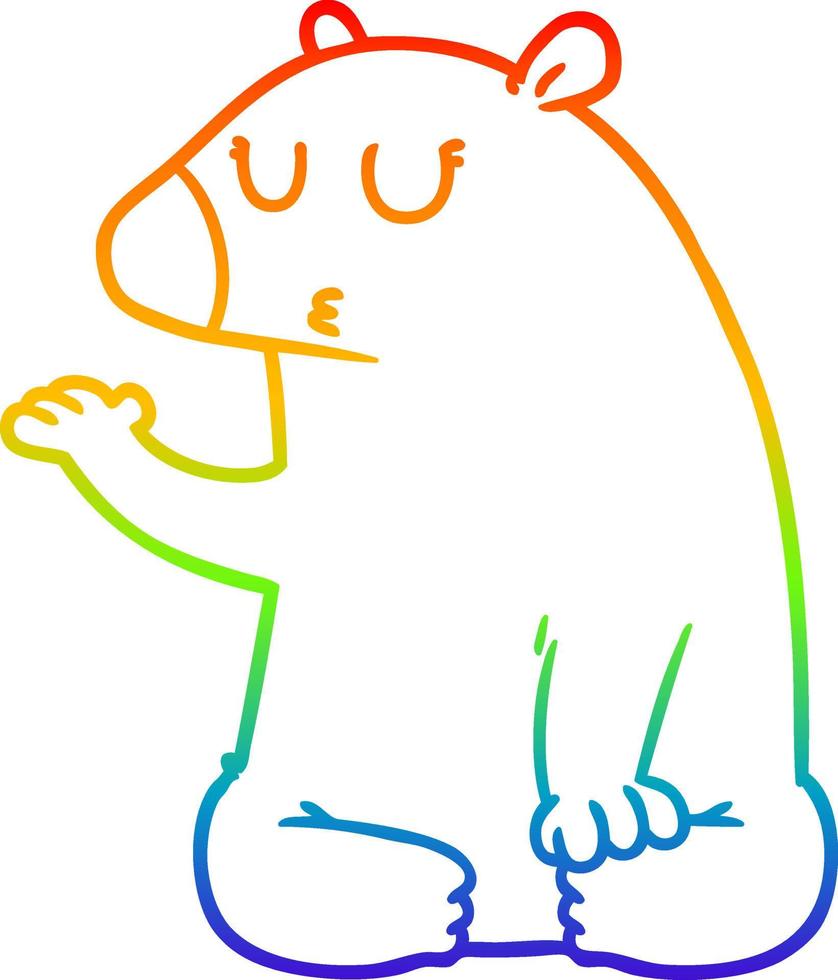 dibujo de línea de gradiente de arco iris oso polar de dibujos animados vector