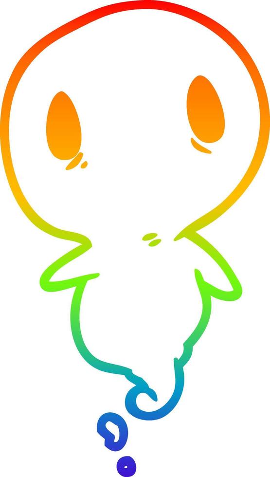 rainbow gradient line drawing cute ghost vector