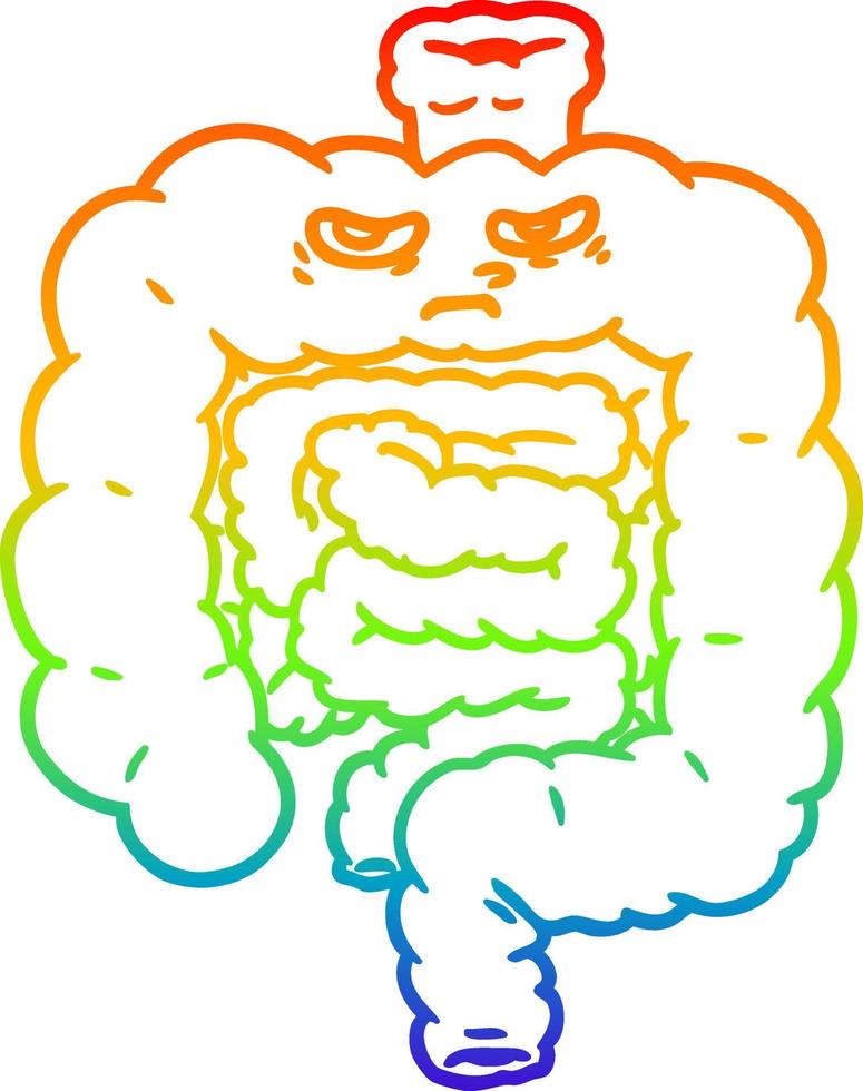 rainbow gradient line drawing cartoon intestines vector