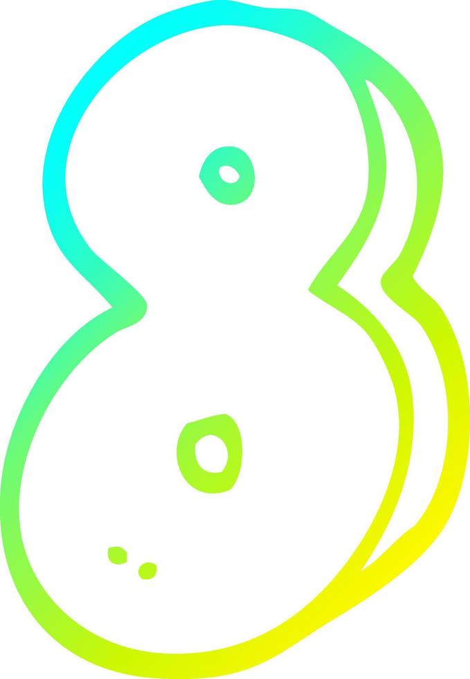 cold gradient line drawing cartoon number eight vector
