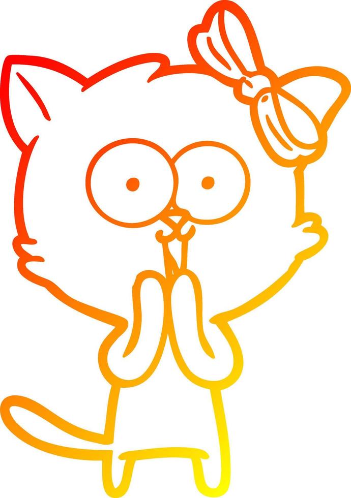 gato de dibujos animados de dibujo de línea de gradiente cálido vector