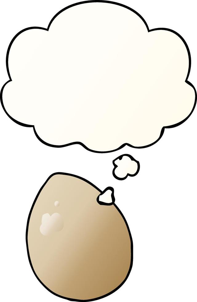 cartoon egg and thought bubble in smooth gradient style vector