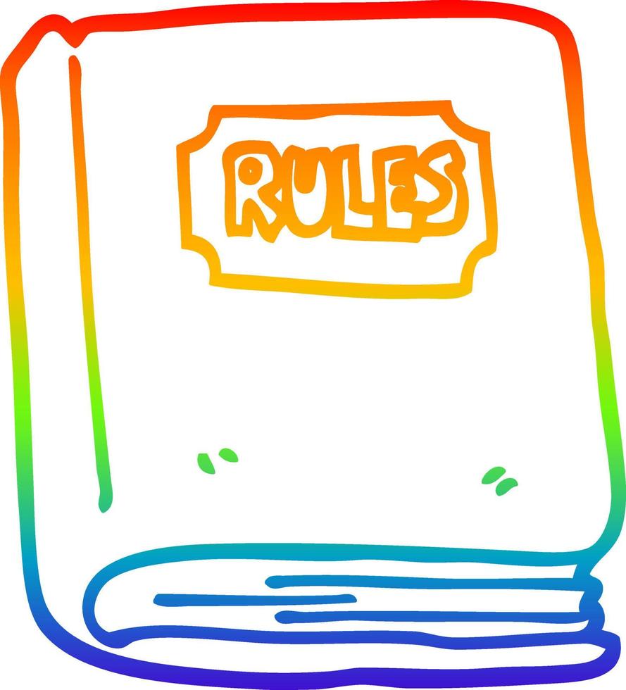 rainbow gradient line drawing cartoon rule book vector