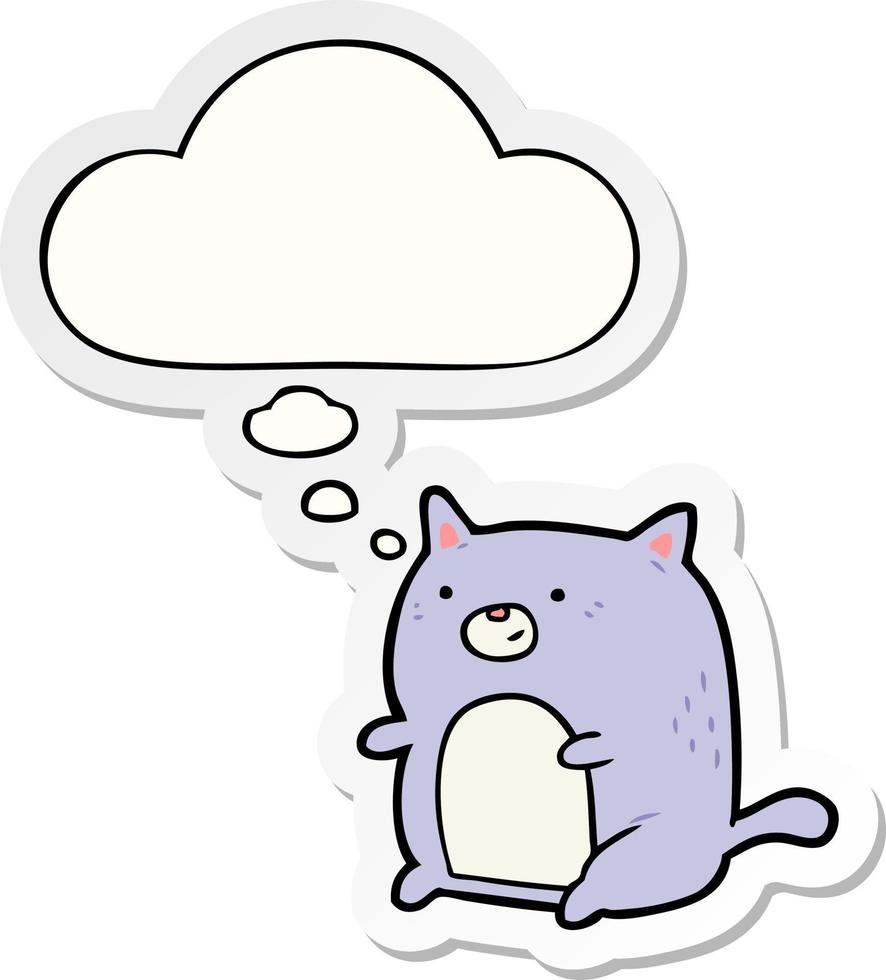 cartoon cat and thought bubble as a printed sticker vector