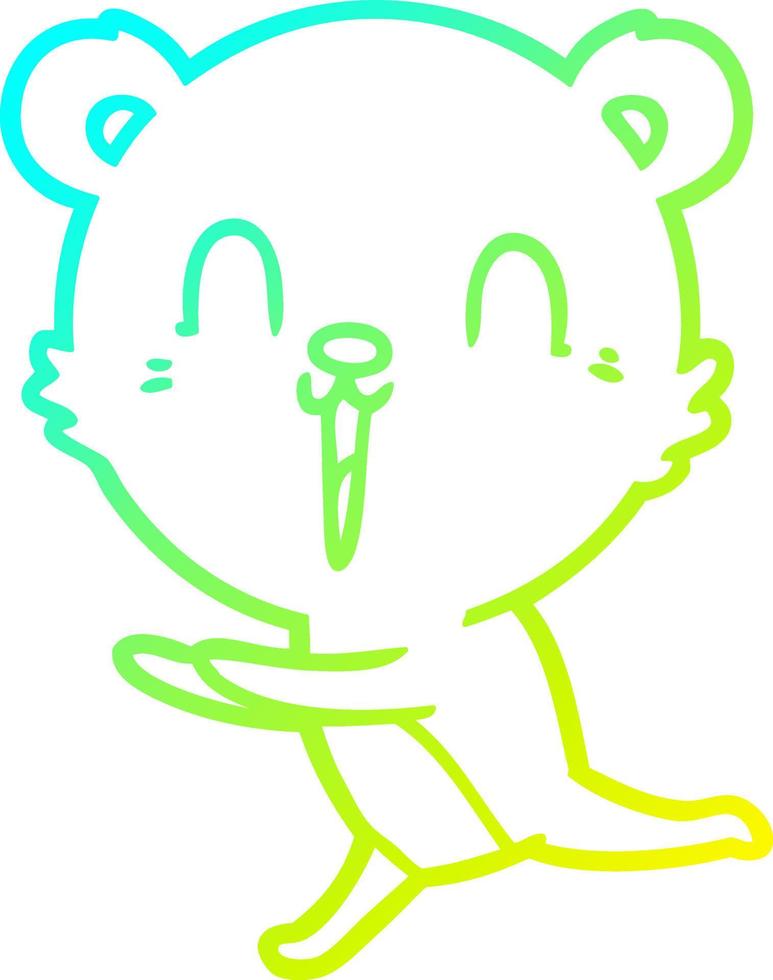 cold gradient line drawing happy cartoon bear vector