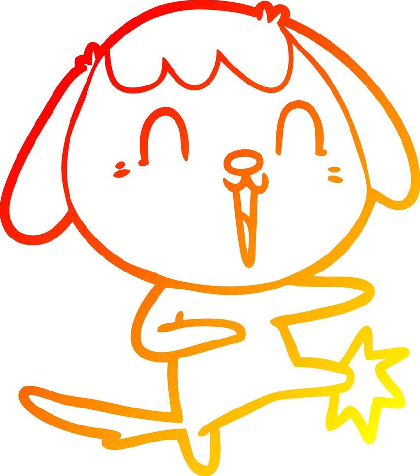 warm gradient line drawing cute cartoon dog vector