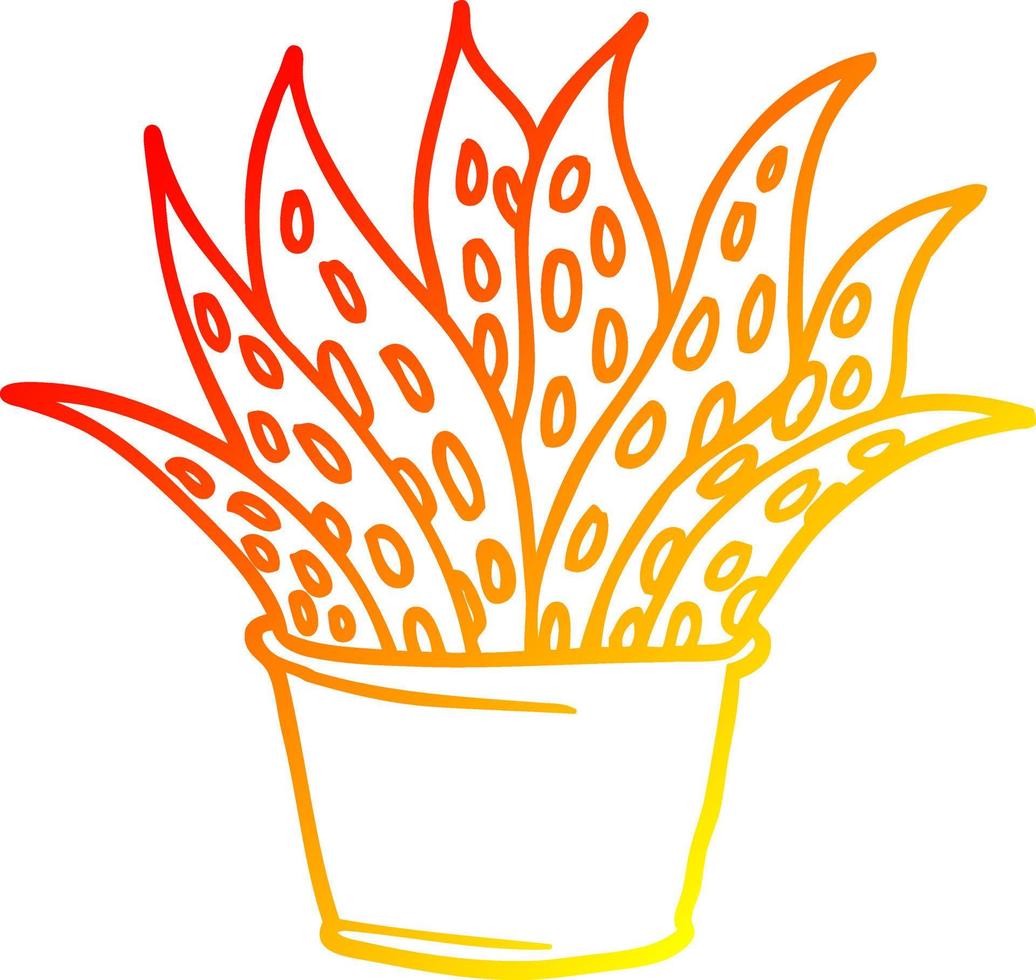 warm gradient line drawing cartoon house plant vector