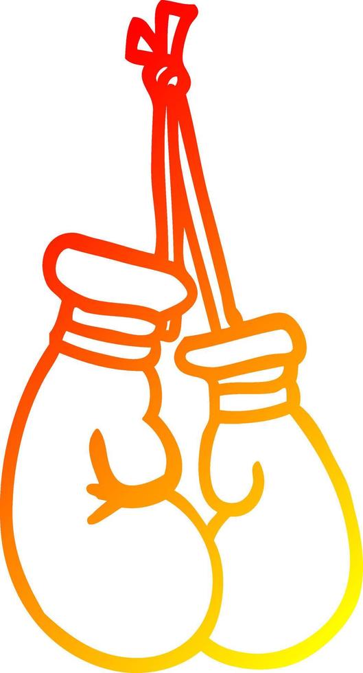 warm gradient line drawing cartoon boxing gloves vector