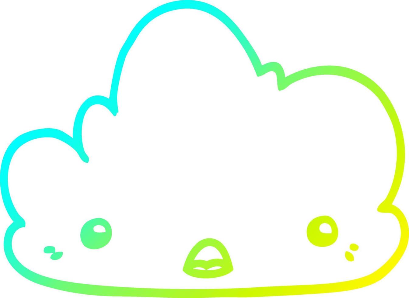 cold gradient line drawing cute cartoon cloud vector
