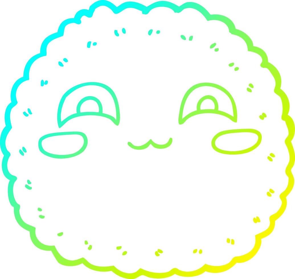 cold gradient line drawing cartoon biscuit vector