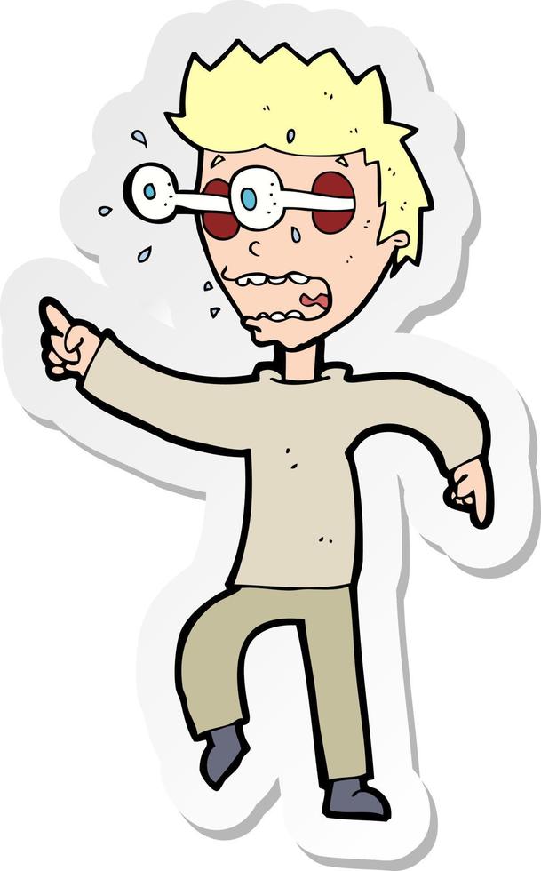 sticker of a cartoon man with popping out eyes vector